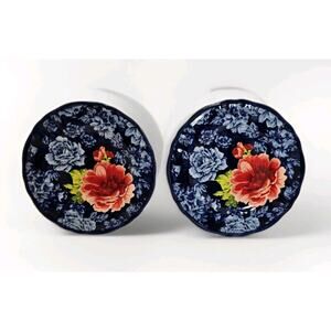 The Pioneer Woman Heritage Floral Salad Plates Set Of 2 Cobalt Blue 8.5"